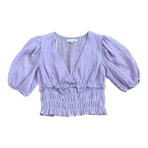 Louna Lavender Purple Puff Sleeve Smocked Top S